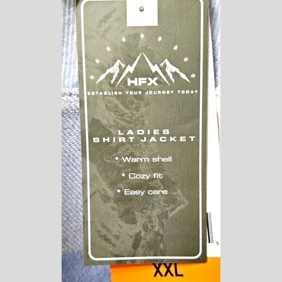 HFX Women's Plus Size Blue & White Plaid SHACKET JACKET XXL - Picture 14 of 16